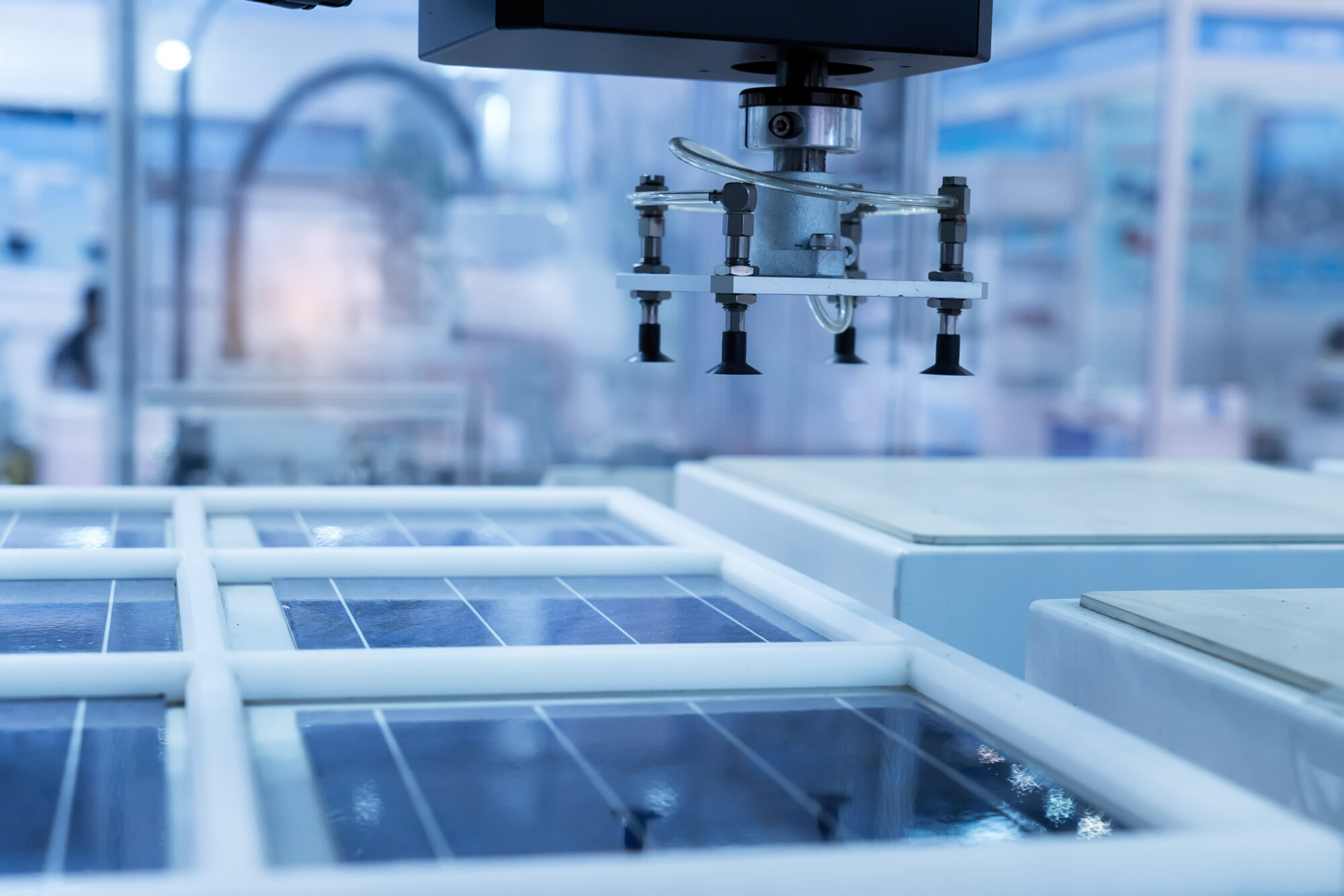 automatic robot assembly line in factory